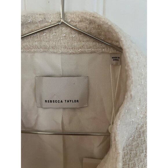 Rebecca Taylor Womens Cream Winter Tweed Wool Blend Cropped Jacket Sz Medium NWT - Picture 5 of 10